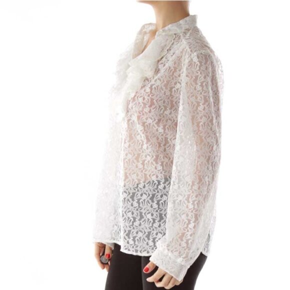 Teddi of California White Ruffled Lace Blouse - Picture 2 of 3